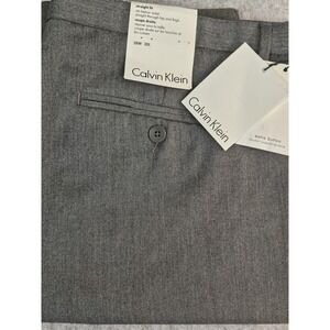 Calvin‎ Klein Dress Pants Men's 38x30 Straight Fit Charcoal Gray Flat Front NEW